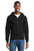 Port & Company PC78ZH Mens Core Pill Resistant Fleece Full Zip Hooded Sweatshirt Hoodie w/ Pockets Jet Black Model Front