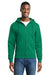 Port & Company PC78ZH Mens Core Pill Resistant Fleece Full Zip Hooded Sweatshirt Hoodie w/ Pockets Kelly Green Model Front