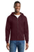 Port & Company PC78ZH Mens Core Pill Resistant Fleece Full Zip Hooded Sweatshirt Hoodie w/ Pockets Maroon Model Front