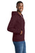Port & Company PC78ZH Mens Core Pill Resistant Fleece Full Zip Hooded Sweatshirt Hoodie w/ Pockets Maroon Model Side