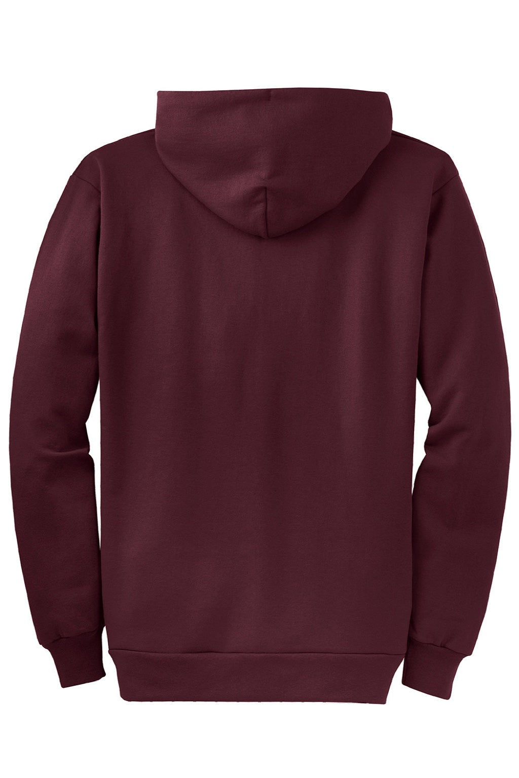 Port & Company PC78ZH Mens Core Pill Resistant Fleece Full Zip Hooded Sweatshirt Hoodie w/ Pockets Maroon Flat Back