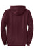 Port & Company PC78ZH Mens Core Pill Resistant Fleece Full Zip Hooded Sweatshirt Hoodie w/ Pockets Maroon Flat Back