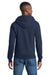 Port & Company PC78ZH Mens Core Pill Resistant Fleece Full Zip Hooded Sweatshirt Hoodie w/ Pockets Navy Blue Model Back