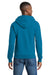 Port & Company PC78ZH Mens Core Pill Resistant Fleece Full Zip Hooded Sweatshirt Hoodie w/ Pockets Neon Blue Model Back