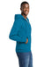 Port & Company PC78ZH Mens Core Pill Resistant Fleece Full Zip Hooded Sweatshirt Hoodie w/ Pockets Neon Blue Model Side