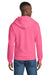 Port & Company PC78ZH Mens Core Pill Resistant Fleece Full Zip Hooded Sweatshirt Hoodie w/ Pockets Neon Pink Model Back