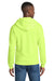 Port & Company PC78ZH Mens Core Pill Resistant Fleece Full Zip Hooded Sweatshirt Hoodie w/ Pockets Neon Yellow Model Back