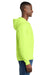 Port & Company PC78ZH Mens Core Pill Resistant Fleece Full Zip Hooded Sweatshirt Hoodie w/ Pockets Neon Yellow Model Side