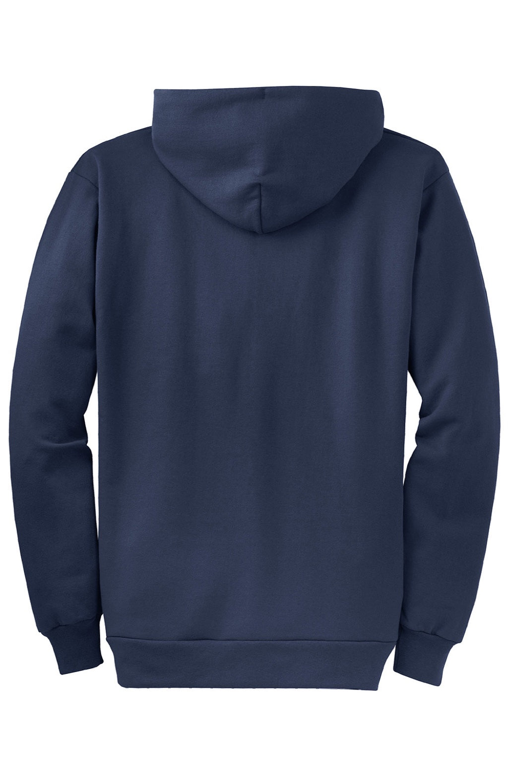 Port & Company PC78ZH Mens Core Pill Resistant Fleece Full Zip Hooded Sweatshirt Hoodie w/ Pockets Navy Blue Flat Back