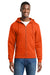 Port & Company PC78ZH Mens Core Pill Resistant Fleece Full Zip Hooded Sweatshirt Hoodie w/ Pockets Orange Model Front