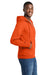 Port & Company PC78ZH Mens Core Pill Resistant Fleece Full Zip Hooded Sweatshirt Hoodie w/ Pockets Orange Model Side