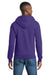 Port & Company PC78ZH Mens Core Pill Resistant Fleece Full Zip Hooded Sweatshirt Hoodie w/ Pockets Purple Model Back