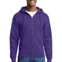 Port & Company Mens Core Pill Resistant Fleece Full Zip Hooded Sweatshirt Hoodie w/ Pockets - Purple