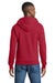 Port & Company PC78ZH Mens Core Pill Resistant Fleece Full Zip Hooded Sweatshirt Hoodie w/ Pockets Red Model Back