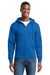 Port & Company PC78ZH Mens Core Pill Resistant Fleece Full Zip Hooded Sweatshirt Hoodie w/ Pockets Royal Blue Model Front