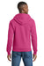 Port & Company PC78ZH Mens Core Pill Resistant Fleece Full Zip Hooded Sweatshirt Hoodie w/ Pockets Sangria Pink Model Back