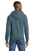 Port & Company PC78ZH Mens Core Pill Resistant Fleece Full Zip Hooded Sweatshirt Hoodie w/ Pockets Steel Blue Model Back