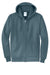 Port & Company PC78ZH Mens Core Pill Resistant Fleece Full Zip Hooded Sweatshirt Hoodie w/ Pockets Steel Blue Flat Front