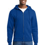 Port & Company Mens Core Pill Resistant Fleece Full Zip Hooded Sweatshirt Hoodie w/ Pockets - True Royal Blue - NEW