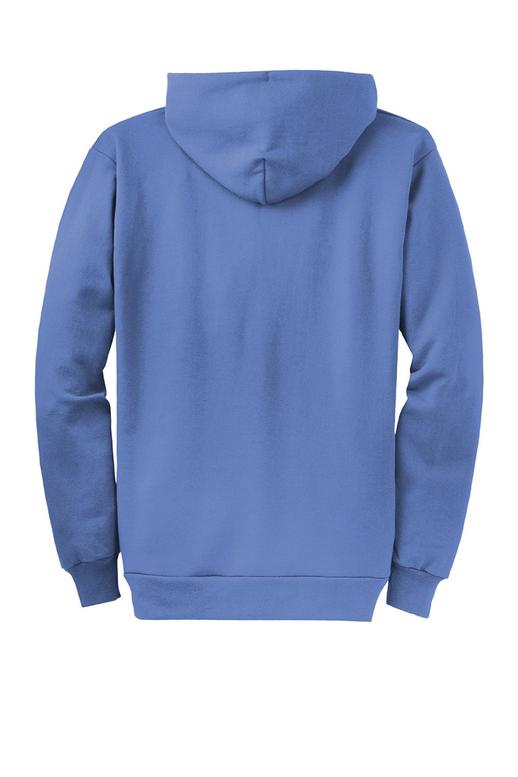 Port & Company PC78ZH Mens Core Pill Resistant Fleece Full Zip Hooded Sweatshirt Hoodie w/ Pockets Carolina Blue Flat Back