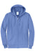 Port & Company PC78ZH Mens Core Pill Resistant Fleece Full Zip Hooded Sweatshirt Hoodie w/ Pockets Carolina Blue Flat Front