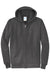 Port & Company PC78ZH Mens Core Pill Resistant Fleece Full Zip Hooded Sweatshirt Hoodie w/ Pockets Charcoal Grey Flat Front
