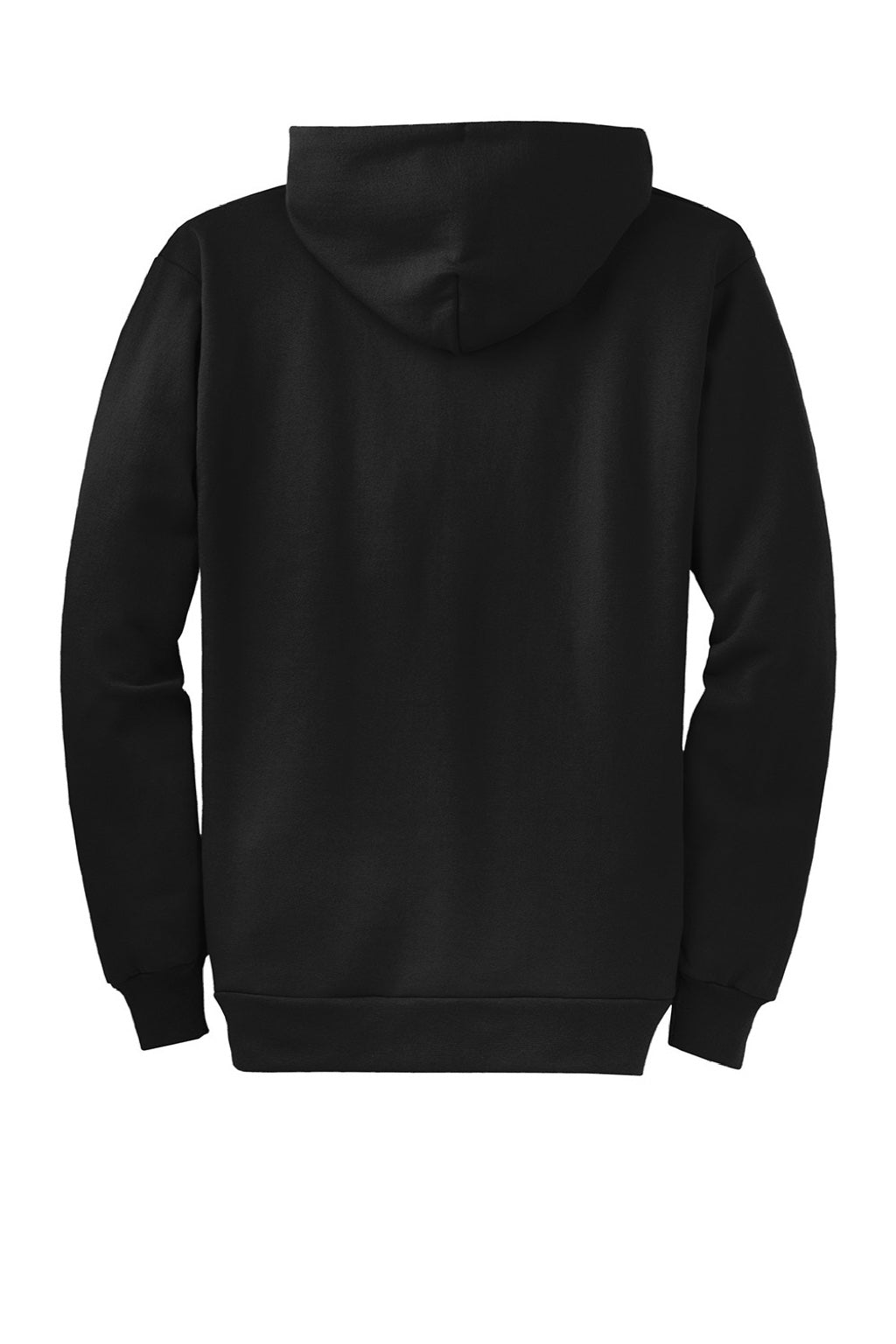 Port & Company PC78ZH Mens Core Pill Resistant Fleece Full Zip Hooded Sweatshirt Hoodie w/ Pockets Jet Black Flat Back