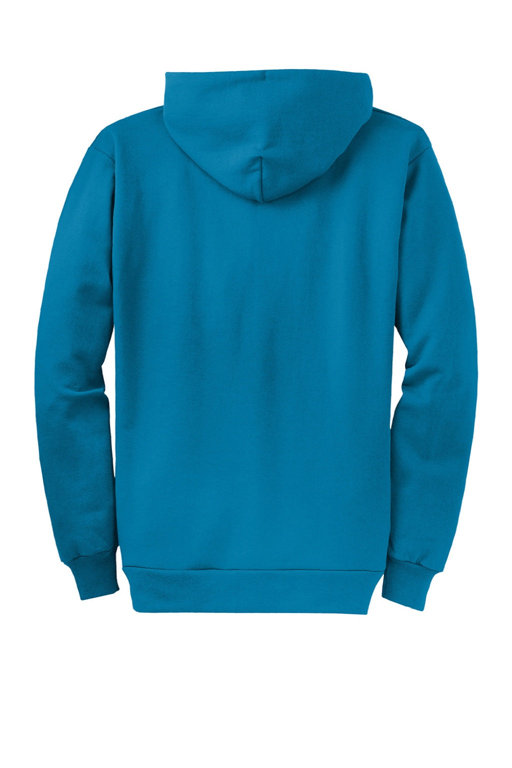 Port & Company PC78ZH Mens Core Pill Resistant Fleece Full Zip Hooded Sweatshirt Hoodie w/ Pockets Neon Blue Flat Back