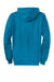 Port & Company PC78ZH Mens Core Pill Resistant Fleece Full Zip Hooded Sweatshirt Hoodie w/ Pockets Neon Blue Flat Back