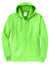 Port & Company PC78ZH Mens Core Pill Resistant Fleece Full Zip Hooded Sweatshirt Hoodie w/ Pockets Neon Green Flat Front