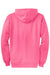Port & Company PC78ZH Mens Core Pill Resistant Fleece Full Zip Hooded Sweatshirt Hoodie w/ Pockets Neon Pink Flat Back
