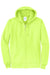 Port & Company PC78ZH Mens Core Pill Resistant Fleece Full Zip Hooded Sweatshirt Hoodie w/ Pockets Neon Yellow Flat Front