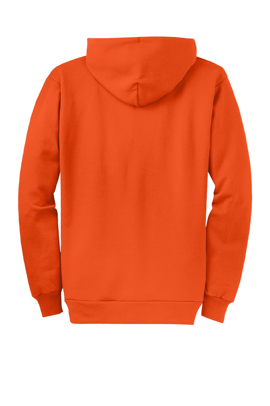 Port & Company PC78ZH Mens Core Pill Resistant Fleece Full Zip Hooded Sweatshirt Hoodie w/ Pockets Orange Flat Back