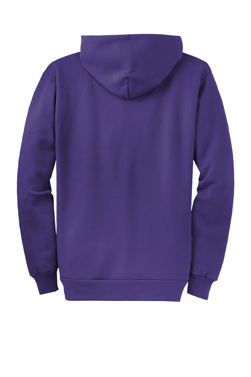 Port & Company PC78ZH Mens Core Pill Resistant Fleece Full Zip Hooded Sweatshirt Hoodie w/ Pockets Purple Flat Back
