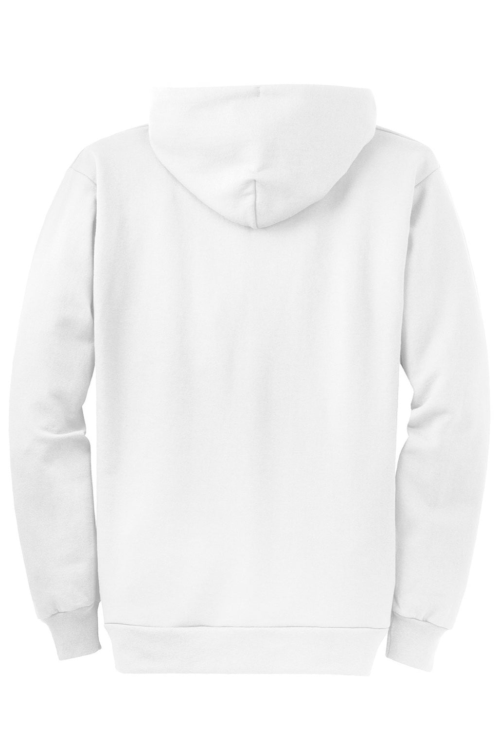 Port & Company PC78ZH Mens Core Pill Resistant Fleece Full Zip Hooded Sweatshirt Hoodie w/ Pockets White Flat Back