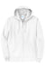 Port & Company PC78ZH Mens Core Pill Resistant Fleece Full Zip Hooded Sweatshirt Hoodie w/ Pockets White Flat Front