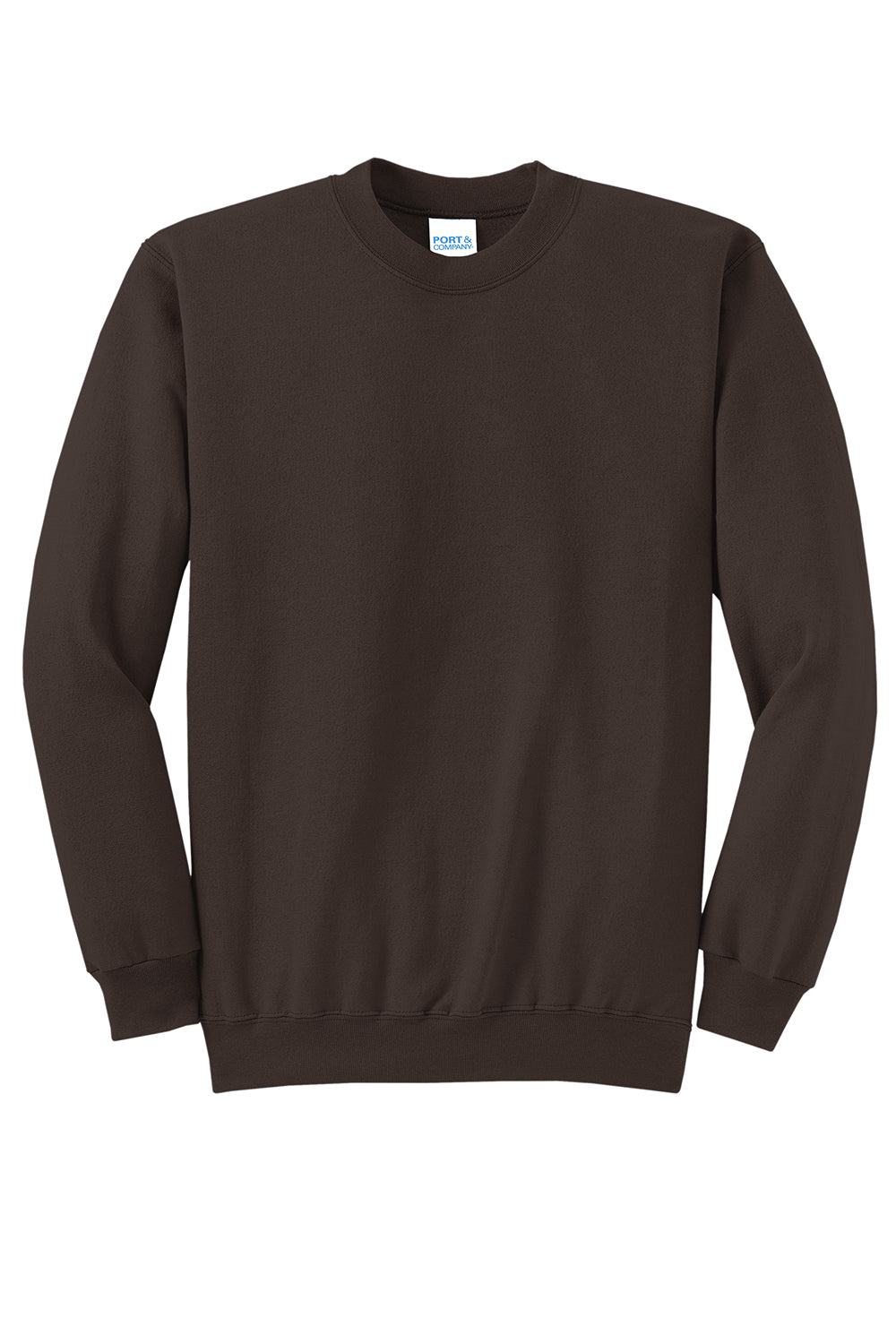 Port & Company PC78 Mens Core Pill Resistant Fleece Crewneck Sweatshirt Dark Chocolate Brown Flat Front