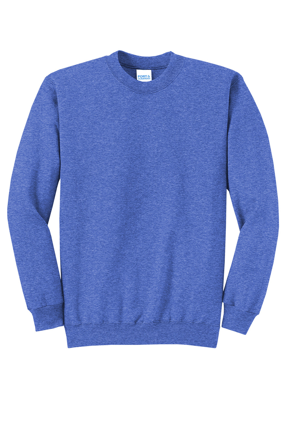 Port & Company PC78 Mens Core Pill Resistant Fleece Crewneck Sweatshirt Heather Royal Blue Flat Front