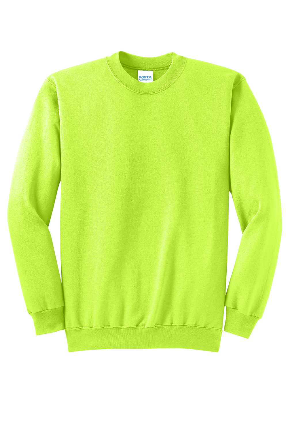 Port & Company PC78 Mens Core Pill Resistant Fleece Crewneck Sweatshirt Neon Yellow Flat Front