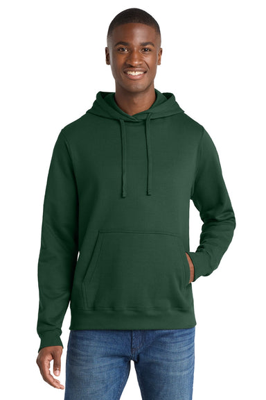 Port & Company PC850H Mens Fan Favorite Fleece Hooded Sweatshirt Hoodie w/ Pouch Pocket Forest Green Model Front