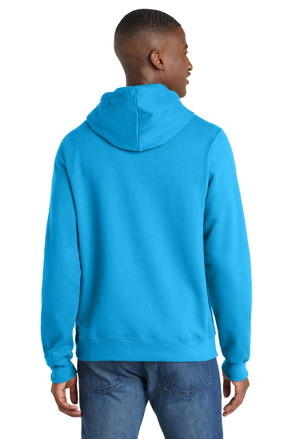 Port & Company PC850H Mens Fan Favorite Fleece Hooded Sweatshirt Hoodie w/ Pouch Pocket Sapphire Blue Model Back