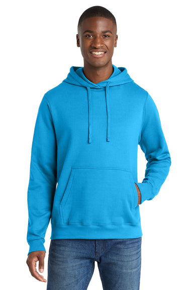 Port & Company PC850H Mens Fan Favorite Fleece Hooded Sweatshirt Hoodie w/ Pouch Pocket Sapphire Blue Model Front