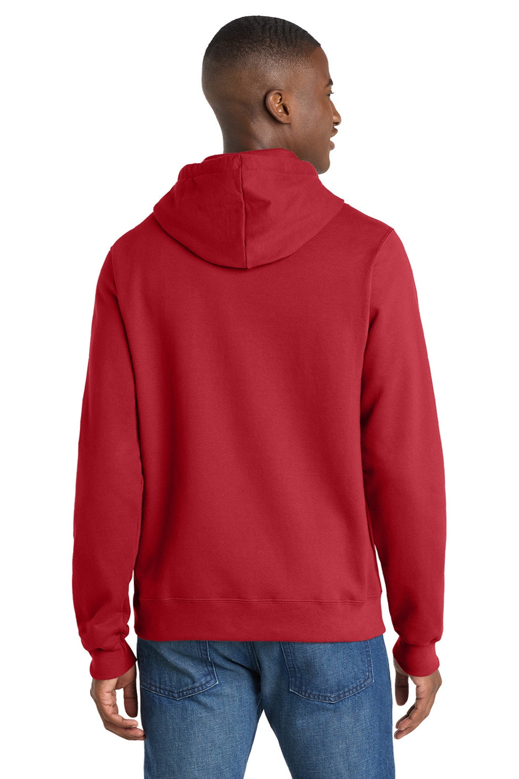 Port & Company PC850H Mens Fan Favorite Fleece Hooded Sweatshirt Hoodie w/ Pouch Pocket Team Cardinal Red Model Back