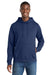Port & Company PC850H Mens Fan Favorite Fleece Hooded Sweatshirt Hoodie w/ Pouch Pocket Team Navy Blue Model Front