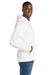 Port & Company PC850H Mens Fan Favorite Fleece Hooded Sweatshirt Hoodie w/ Pouch Pocket White Model Side