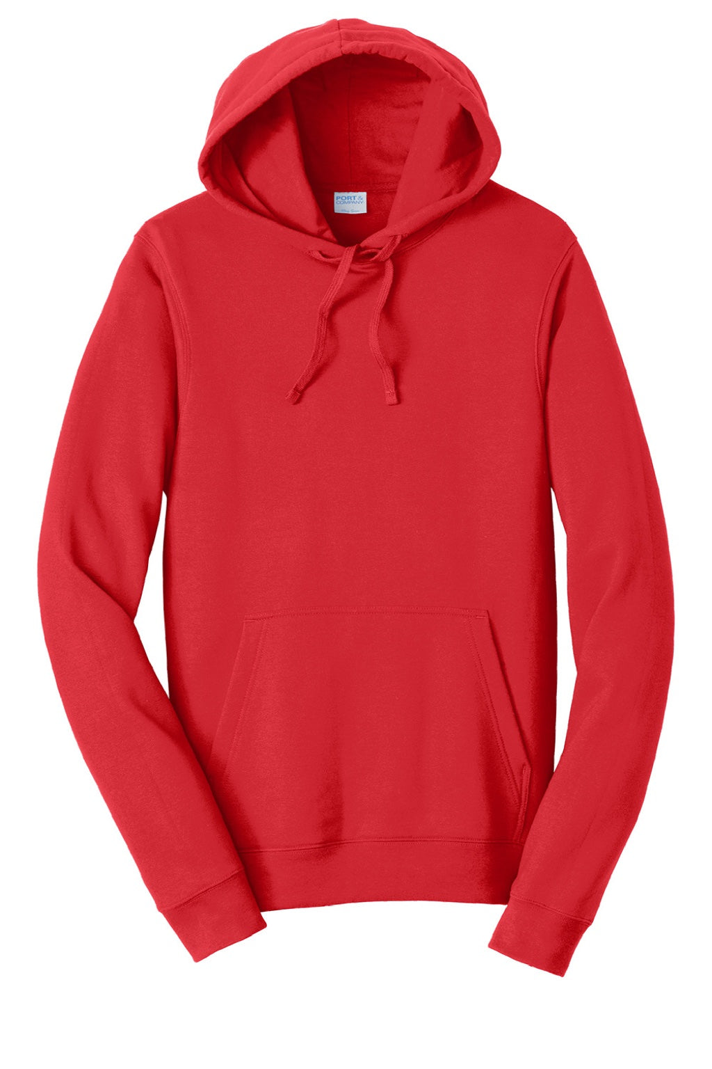 Port & Company PC850H Mens Fan Favorite Fleece Hooded Sweatshirt Hoodie w/ Pouch Pocket Bright Red Flat Front