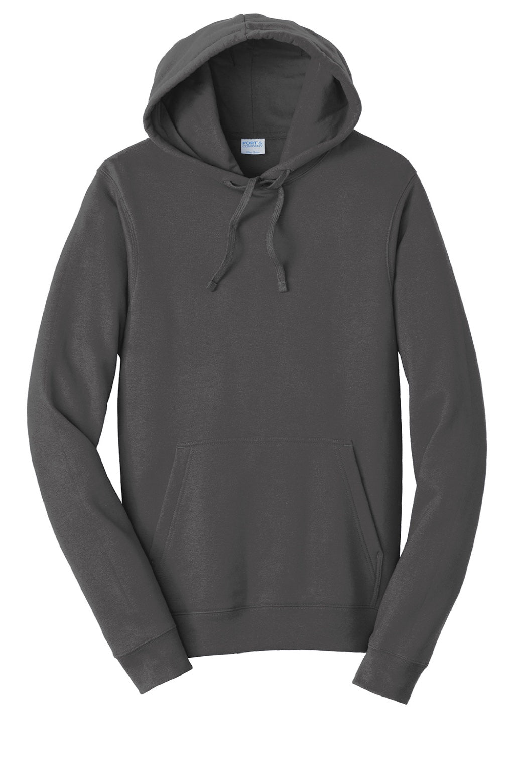 Port & Company PC850H Mens Fan Favorite Fleece Hooded Sweatshirt Hoodie w/ Pouch Pocket Charcoal Grey Flat Front