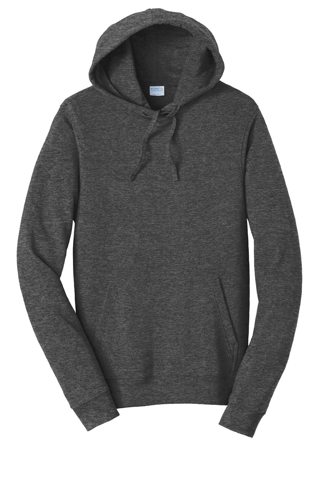 Port & Company PC850H Mens Fan Favorite Fleece Hooded Sweatshirt Hoodie w/ Pouch Pocket Heather Dark Grey Flat Front