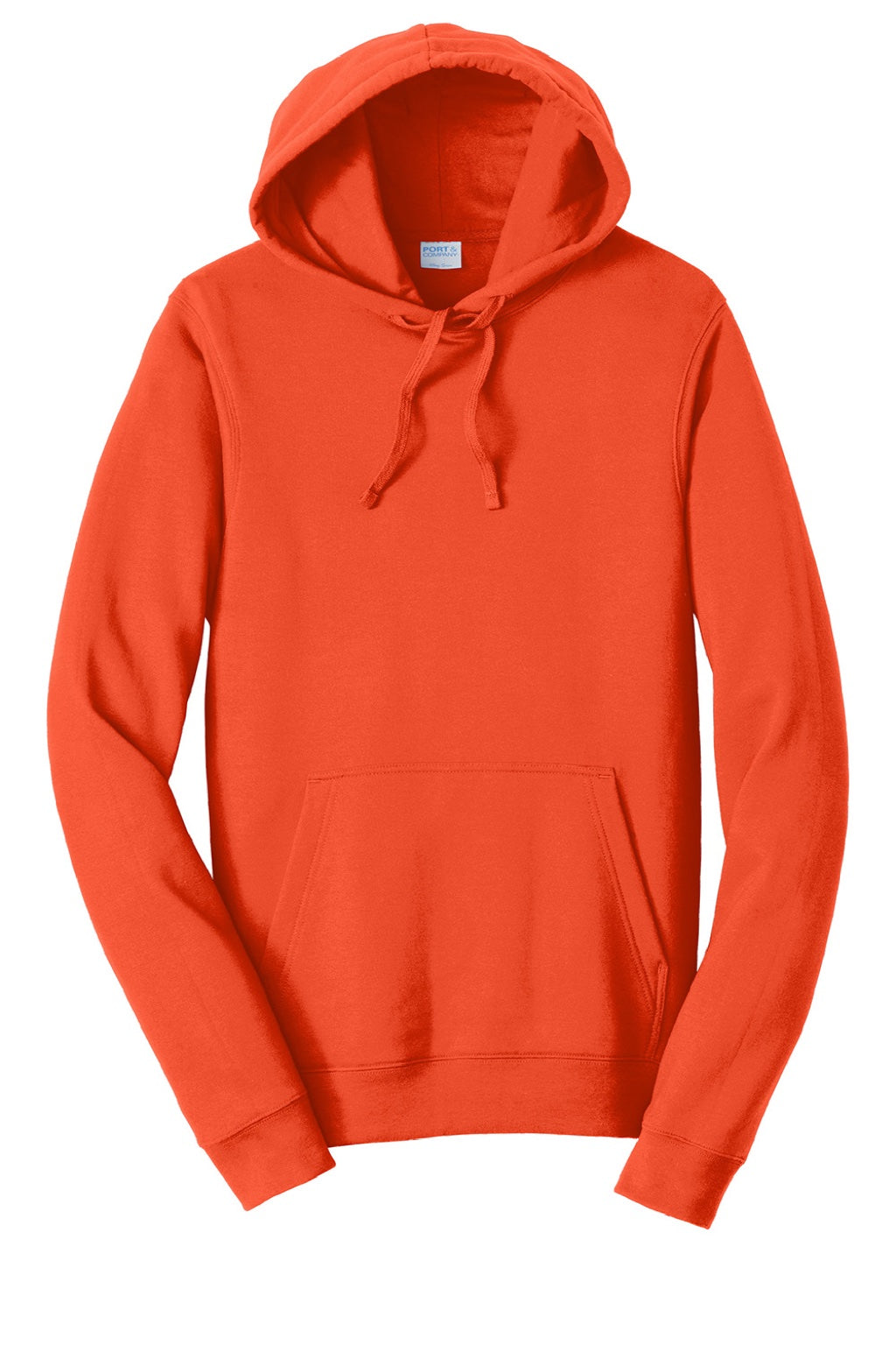 Port & Company PC850H Mens Fan Favorite Fleece Hooded Sweatshirt Hoodie w/ Pouch Pocket Orange Flat Front