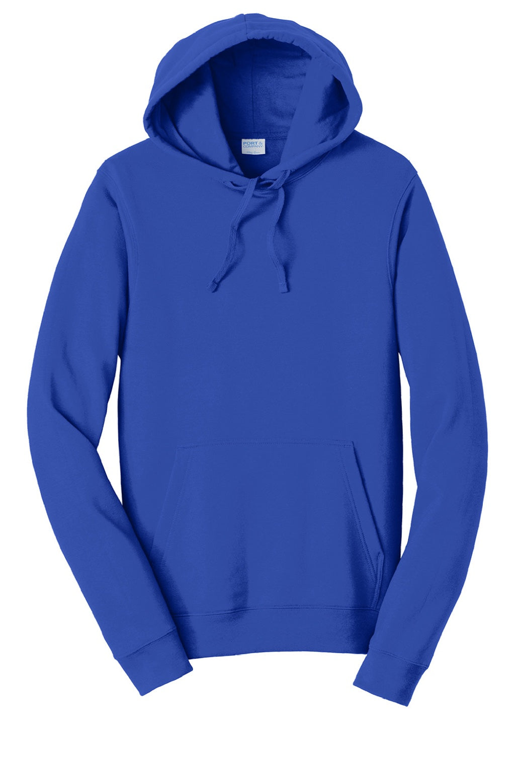 Port & Company PC850H Mens Fan Favorite Fleece Hooded Sweatshirt Hoodie w/ Pouch Pocket True Royal Blue Flat Front